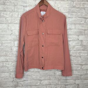 Old Navy Jacket Pink Soft Rayon Utility Pockets Snap Front Lightweight Large‎